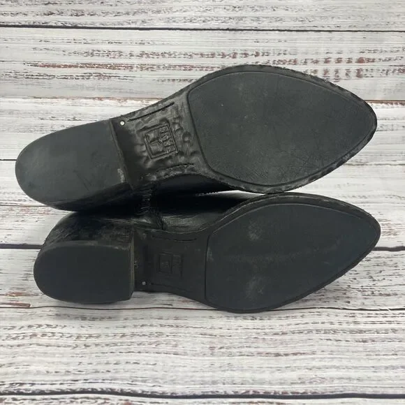 Frye Ray Seam Short Black Leather Western Ankle Boots, Women’s Size 5.5 - Picture 7 of 8